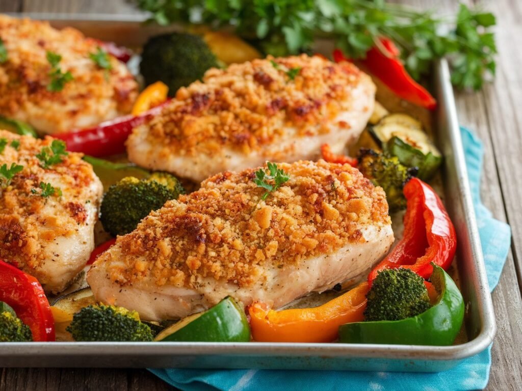 Parmesan Crusted Chicken Sheet Pan Dinner